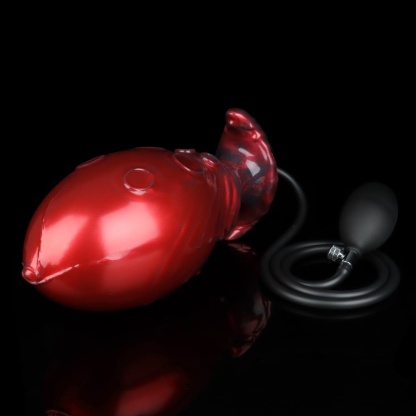 濃厚なカーニアンレッドを纏うインフレータブルアナルプラグ