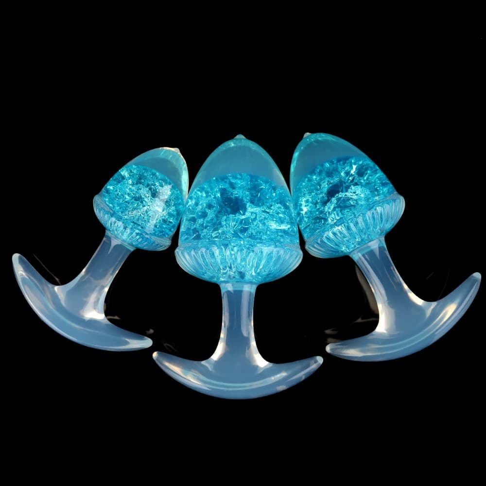 栗の形をしたクリスタルアナルプラグ 9色、3サイズ