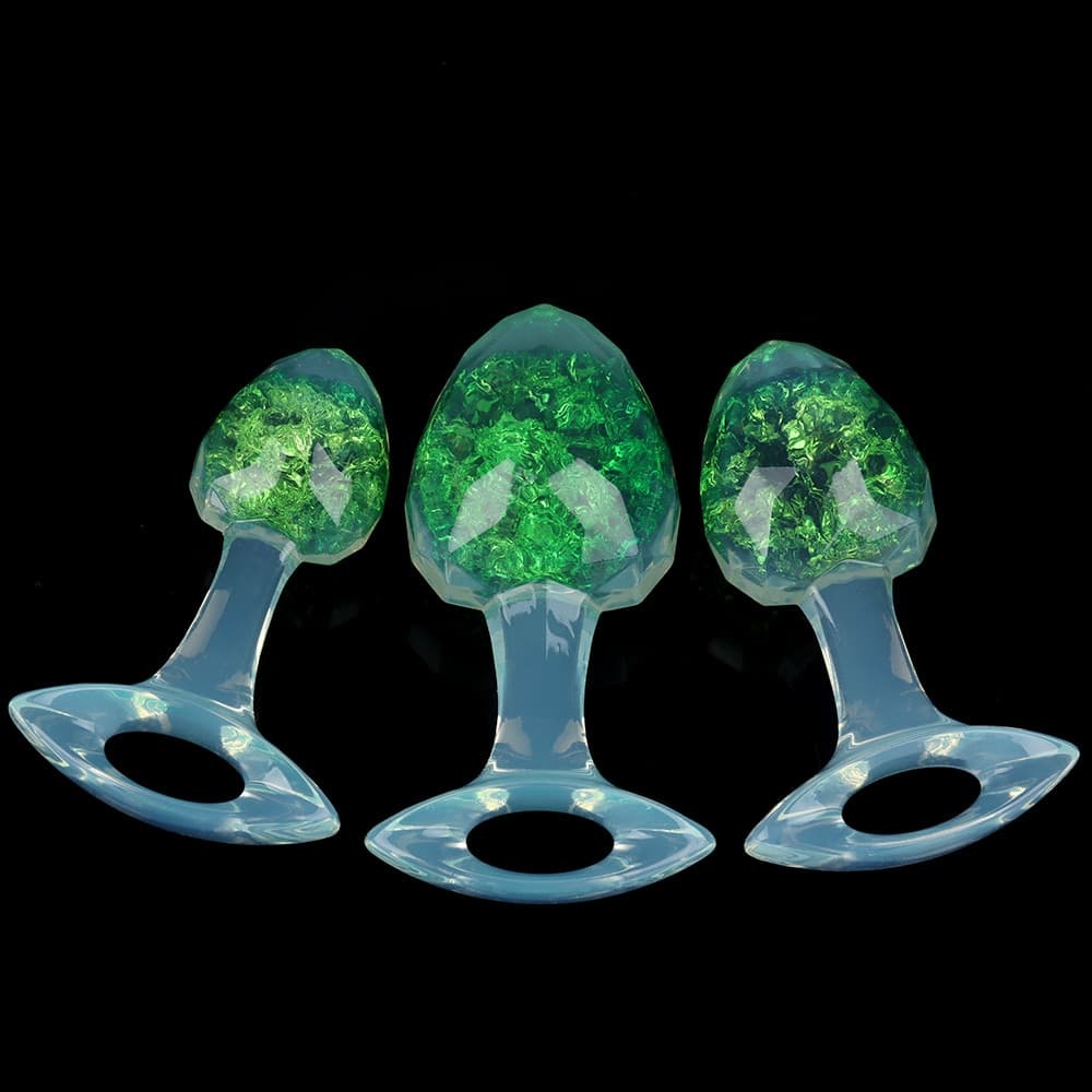 ダイヤモンド型クリスタルアナルプラグ 9色、3サイズ