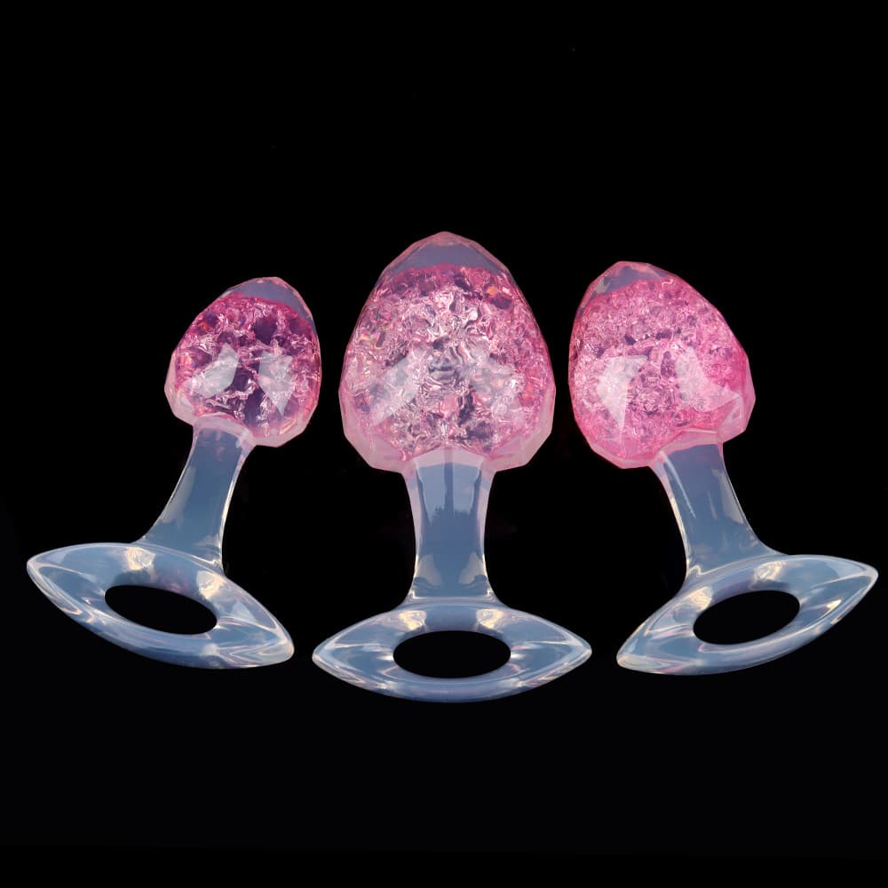 ダイヤモンド型クリスタルアナルプラグ 9色、3サイズ