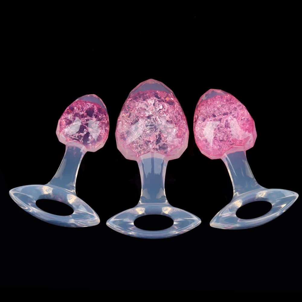 ダイヤモンド型クリスタルアナルプラグ 9色、3サイズ