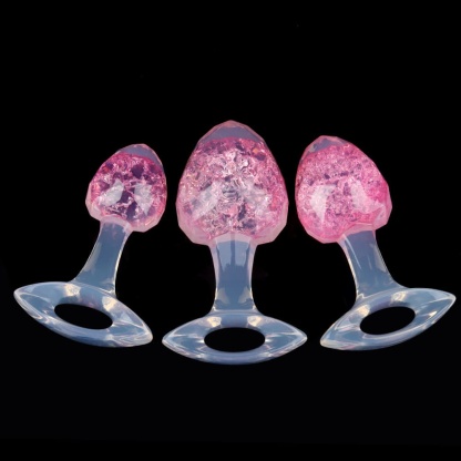 ダイヤモンド型クリスタルアナルプラグ 9色、3サイズ