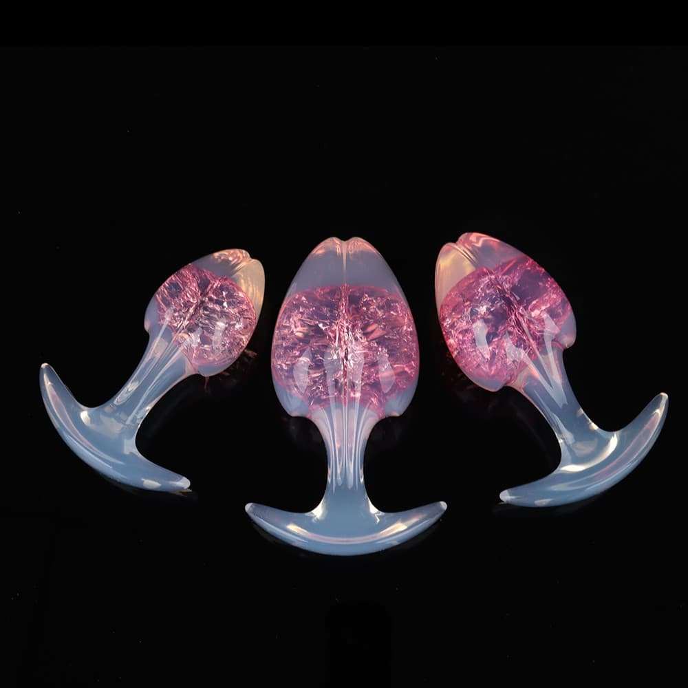 もやし型クリスタルアナルプラグ 9色、3サイズ