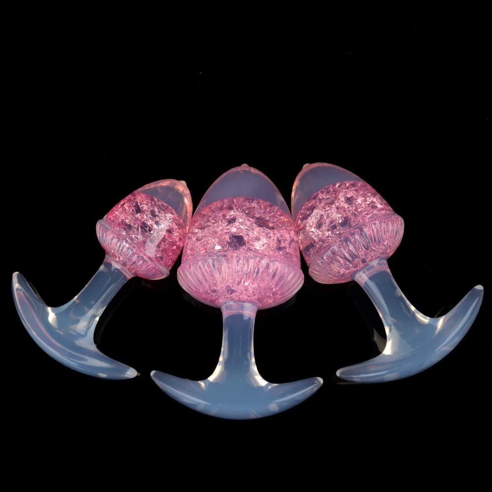 栗の形をしたクリスタルアナルプラグ 9色、3サイズ