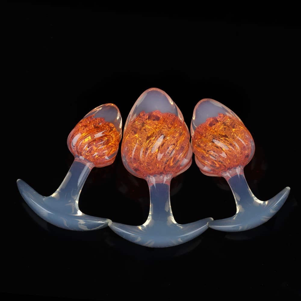 アイスクリーム形状のクリスタル製アナルプラグ9色展開、3サイズ展開