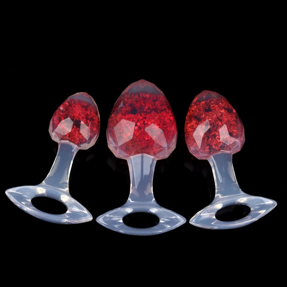 ダイヤモンド型クリスタルアナルプラグ 9色、3サイズ