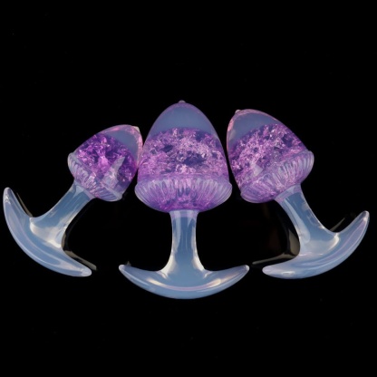 栗の形をしたクリスタルアナルプラグ 9色、3サイズ