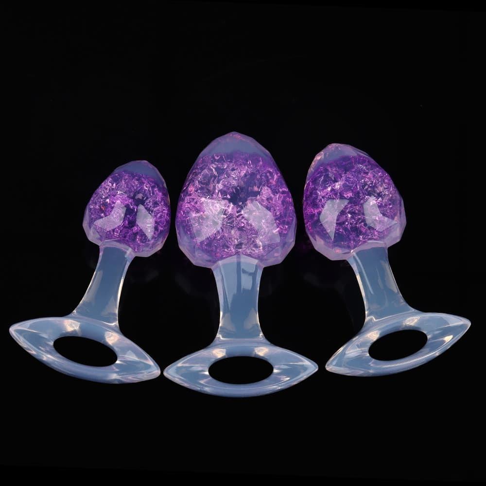 ダイヤモンド型クリスタルアナルプラグ 9色、3サイズ