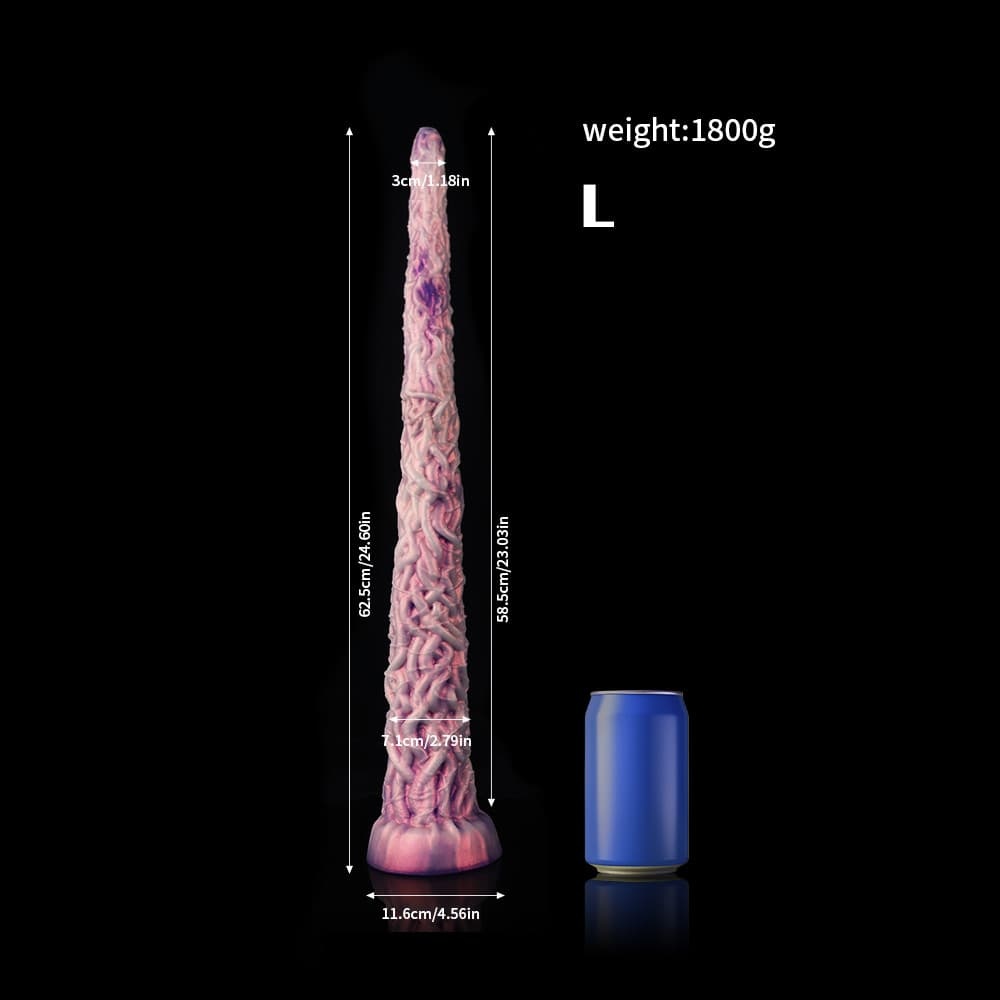 柔らかいピンク紫ツタ型ディルド