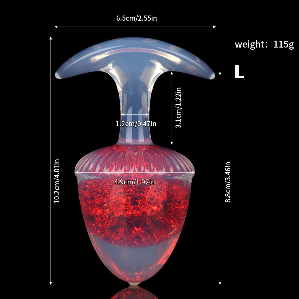 栗の形をしたクリスタルアナルプラグ 9色、3サイズ