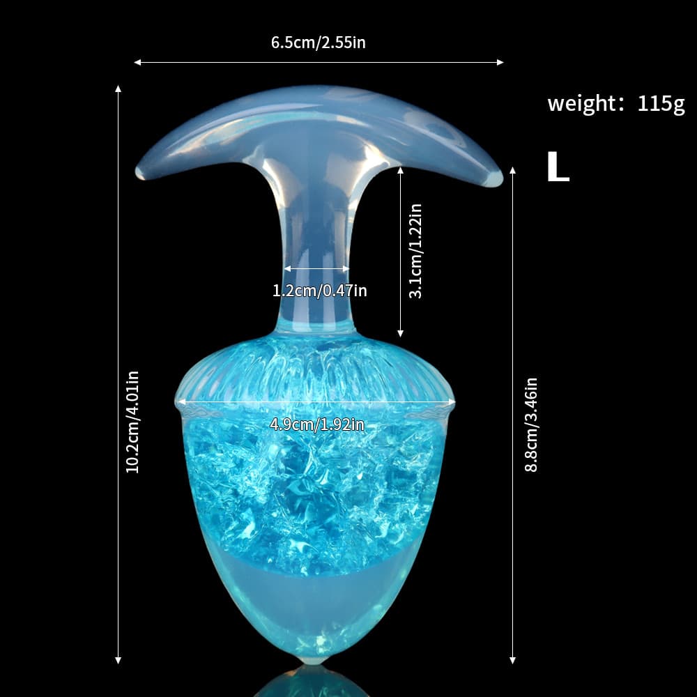 栗の形をしたクリスタルアナルプラグ 9色、3サイズ