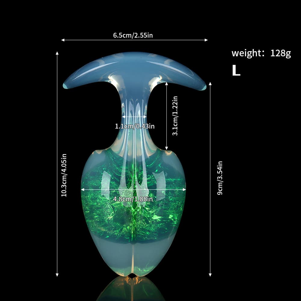 もやし型クリスタルアナルプラグ 9色、3サイズ