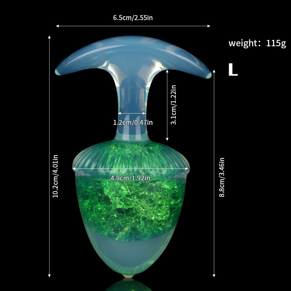 栗の形をしたクリスタルアナルプラグ 9色、3サイズ