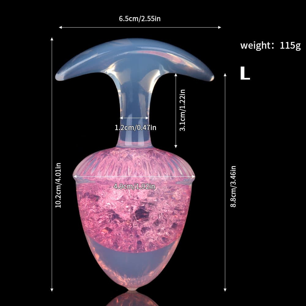 栗の形をしたクリスタルアナルプラグ 9色、3サイズ