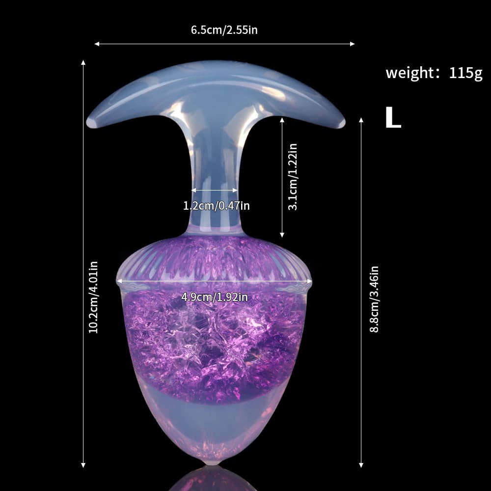 栗の形をしたクリスタルアナルプラグ 9色、3サイズ