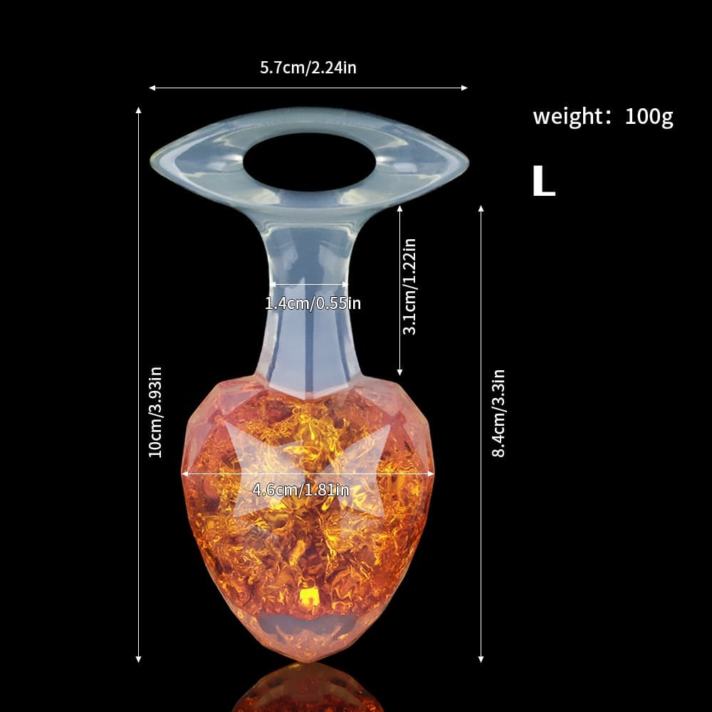 ダイヤモンド型クリスタルアナルプラグ 9色、3サイズ