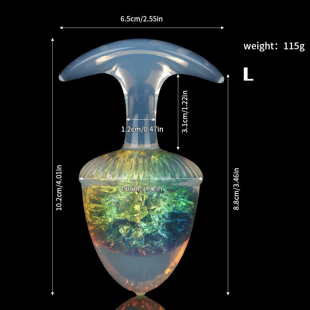 栗の形をしたクリスタルアナルプラグ 9色、3サイズ