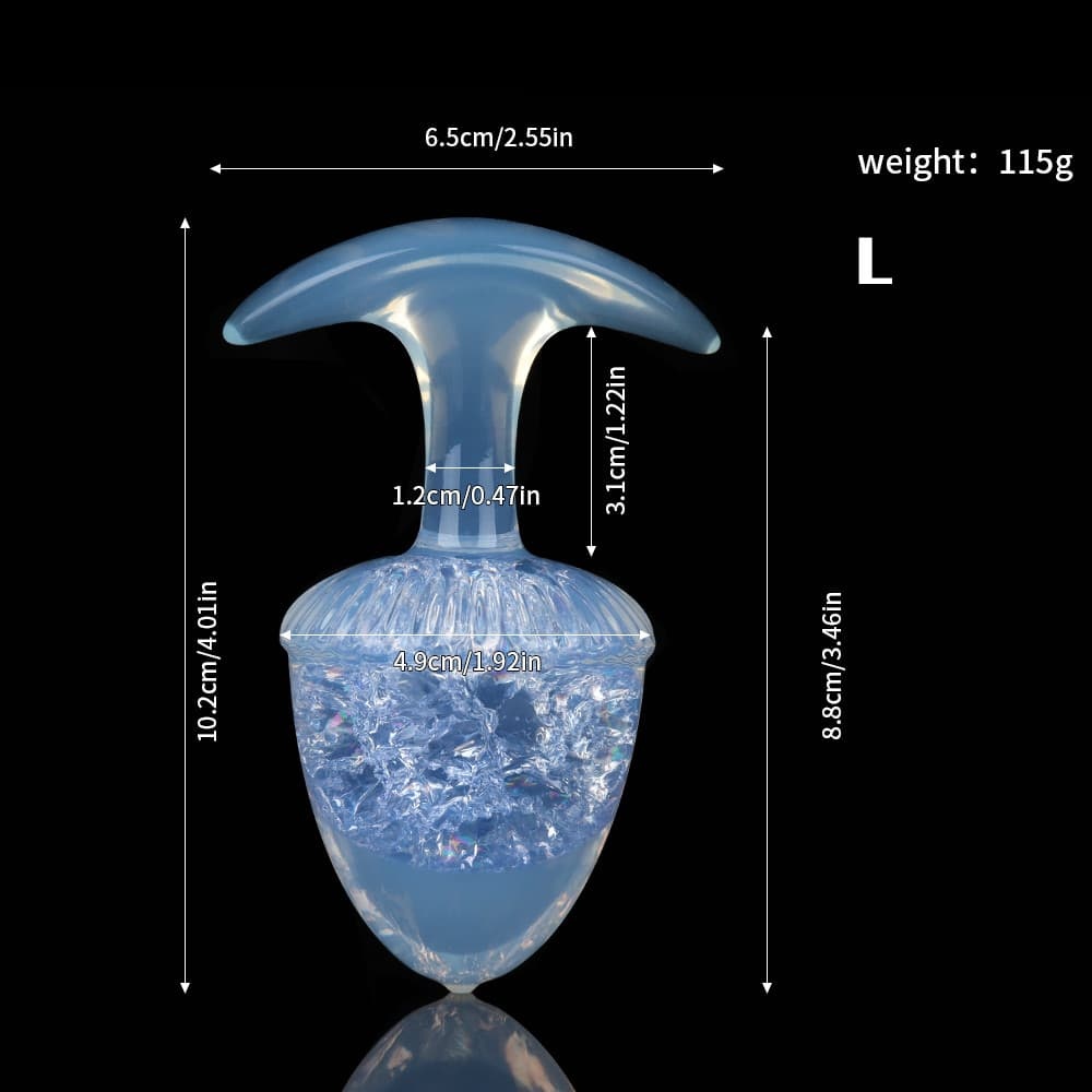 栗の形をしたクリスタルアナルプラグ 9色、3サイズ