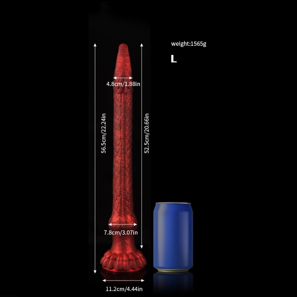 濃厚な赤色で彩られたウナギ型ディルド