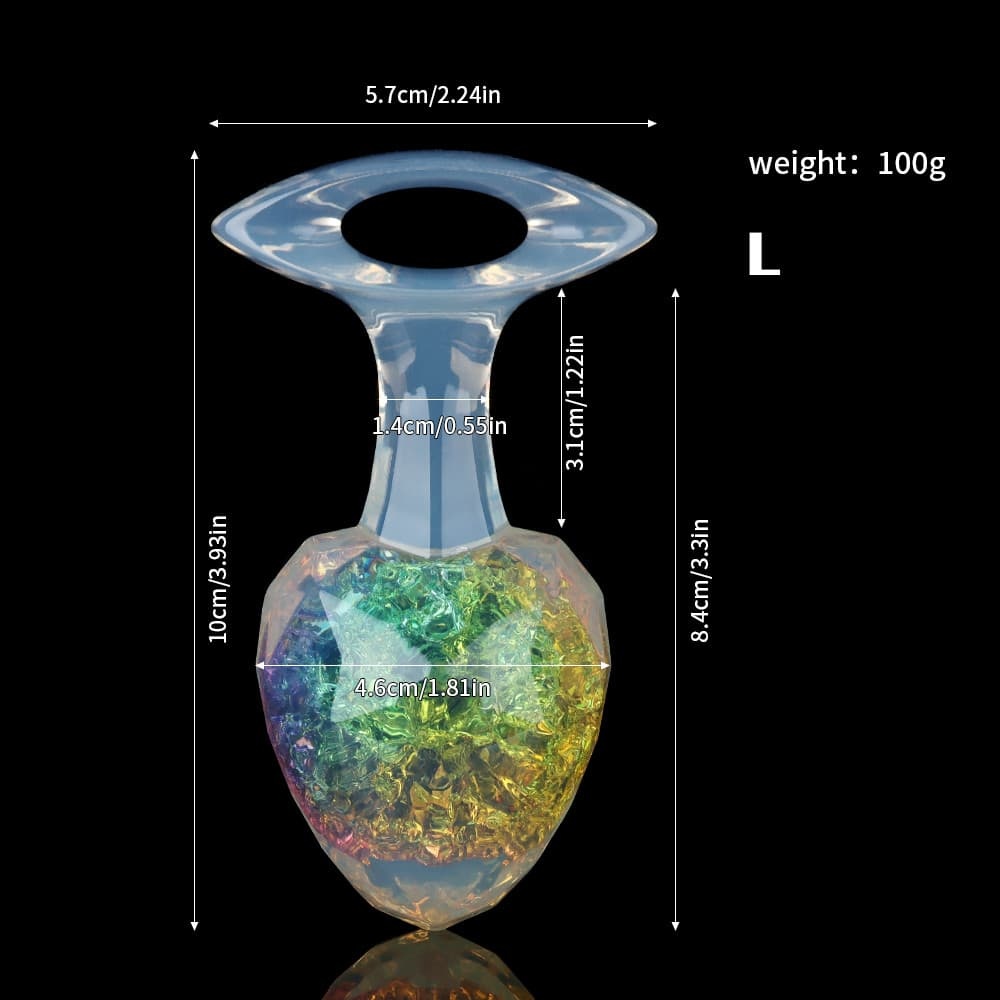 ダイヤモンド型クリスタルアナルプラグ 9色、3サイズ