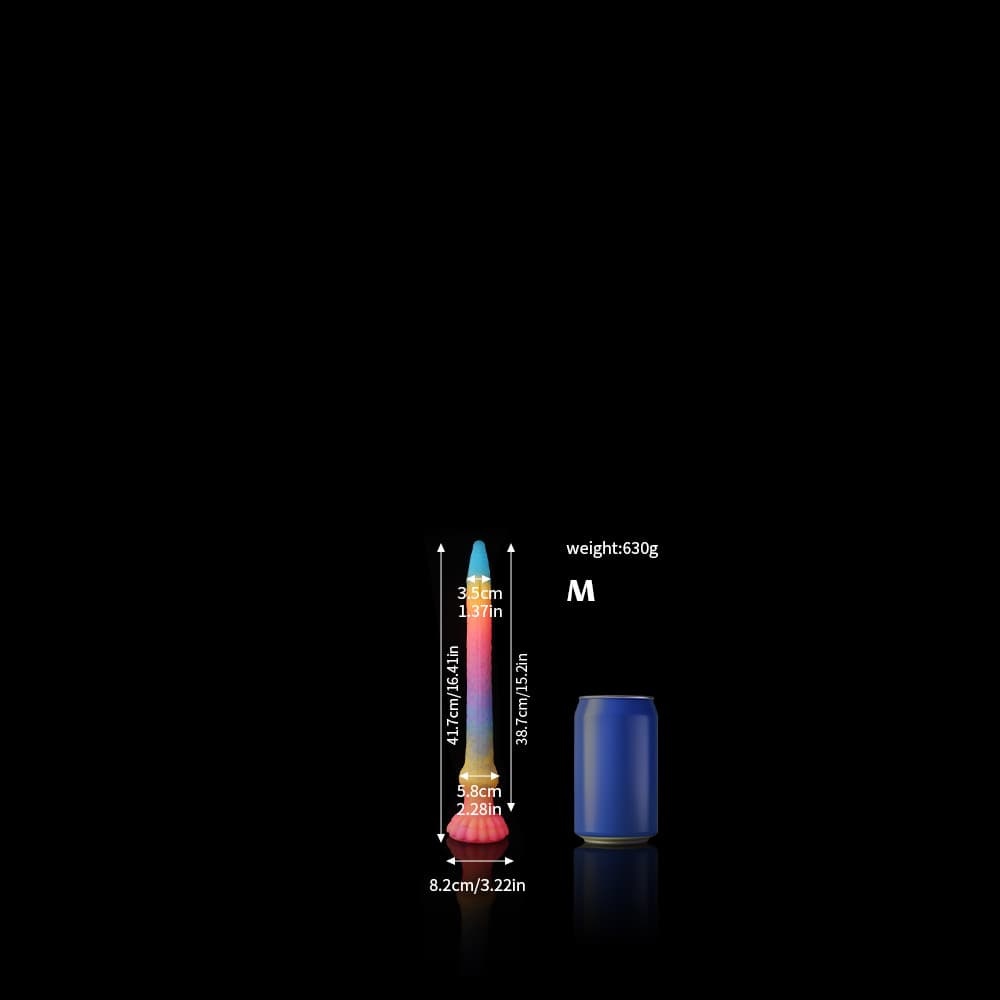 カラフルな夜光グラデーションのウナギ風夜光ディルド