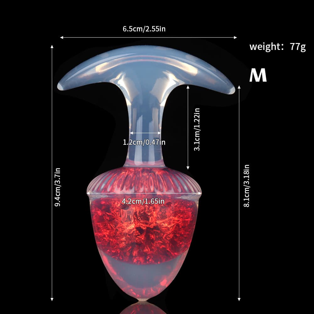 栗の形をしたクリスタルアナルプラグ 9色、3サイズ