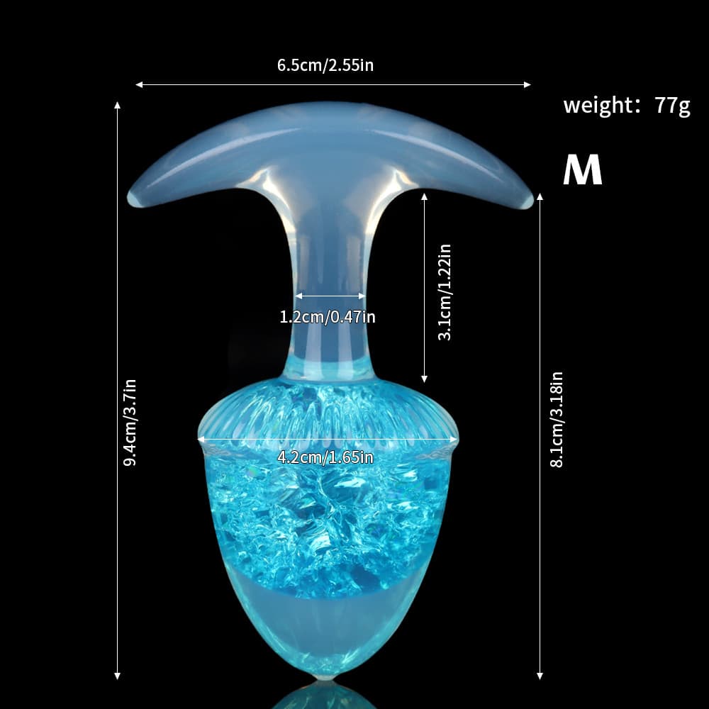 栗の形をしたクリスタルアナルプラグ 9色、3サイズ