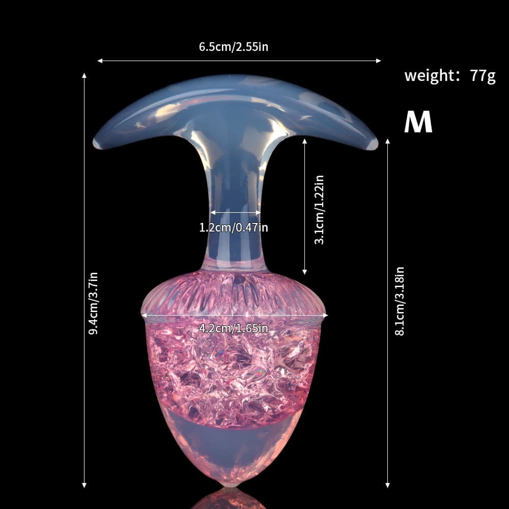 栗の形をしたクリスタルアナルプラグ 9色、3サイズ