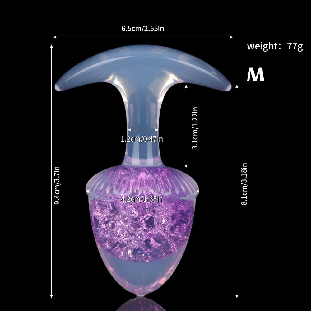 栗の形をしたクリスタルアナルプラグ 9色、3サイズ