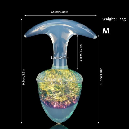 栗の形をしたクリスタルアナルプラグ 9色、3サイズ