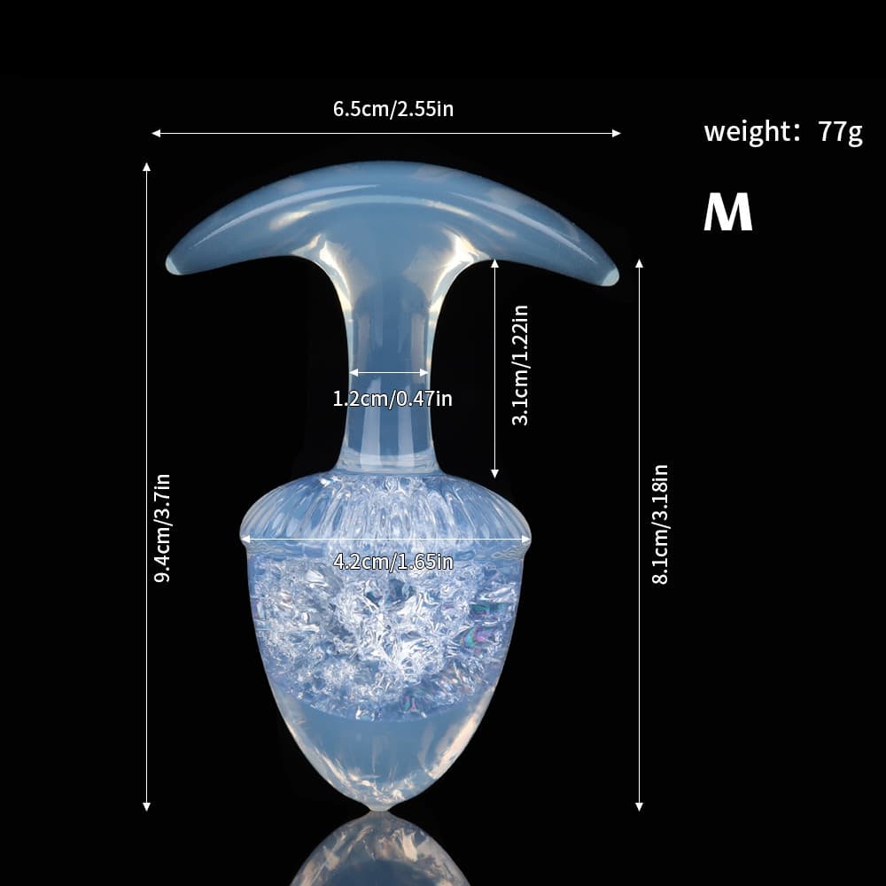 栗の形をしたクリスタルアナルプラグ 9色、3サイズ