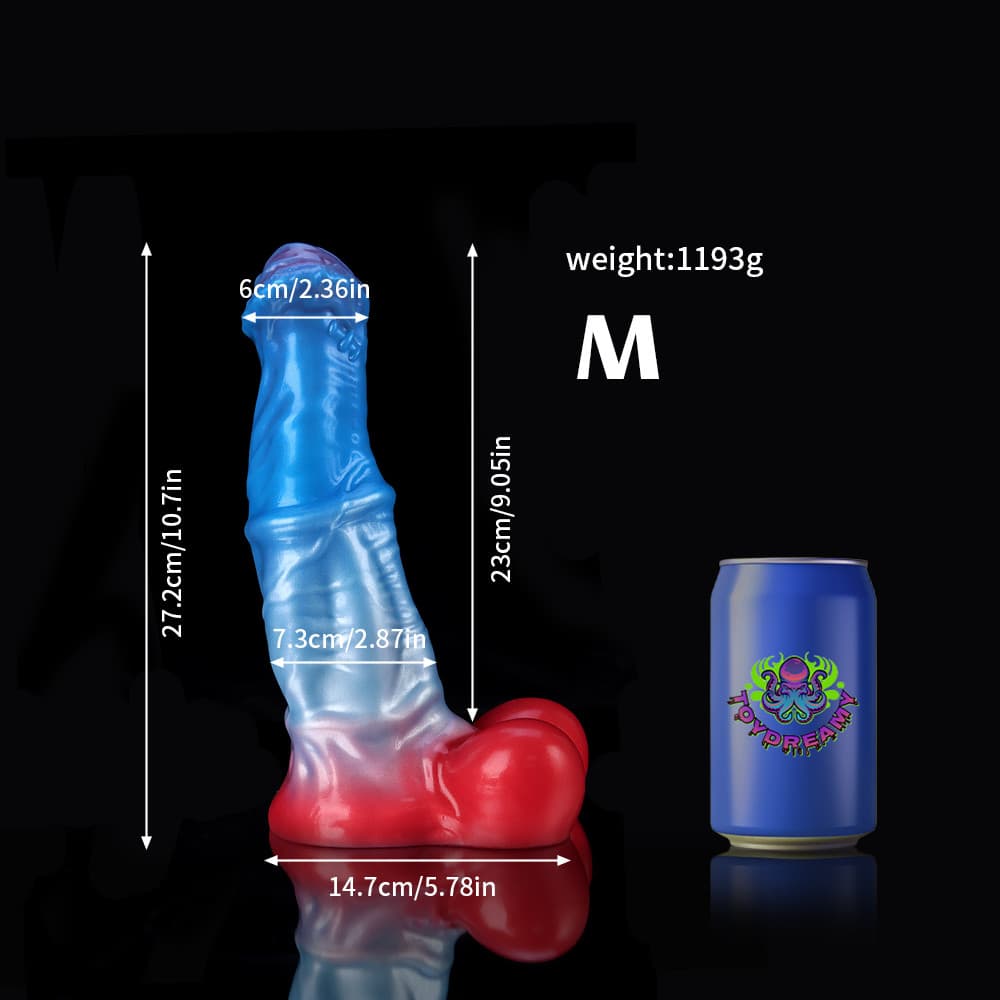 青と赤のグラデーションを持つ白駒風ディルド