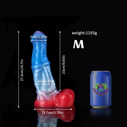 青と赤のグラデーションを持つ白駒風ディルド