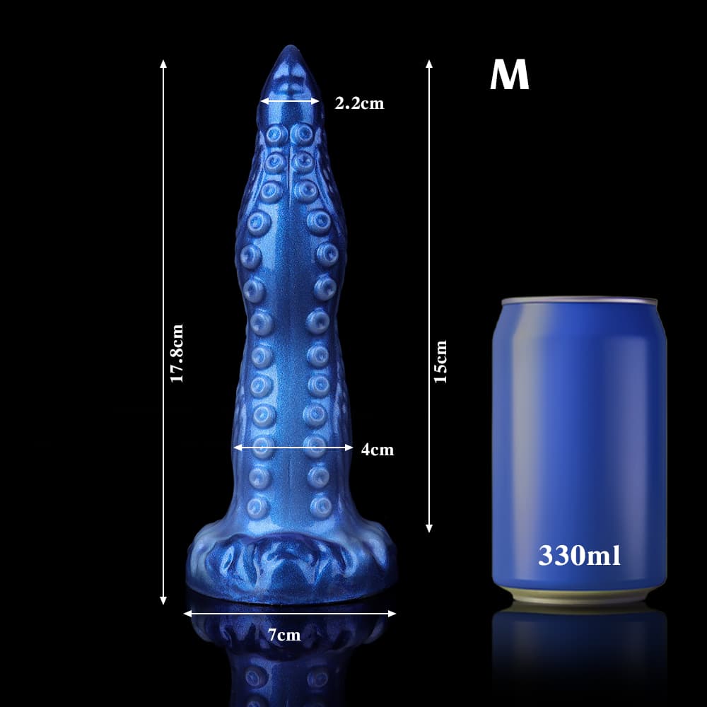 深みのあるブルーで彩られた小タコの触手型ディルド