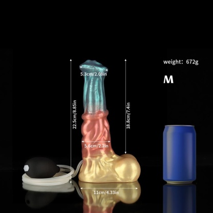 海をイメージした水色とゴールドの「海王」型射精ディルド