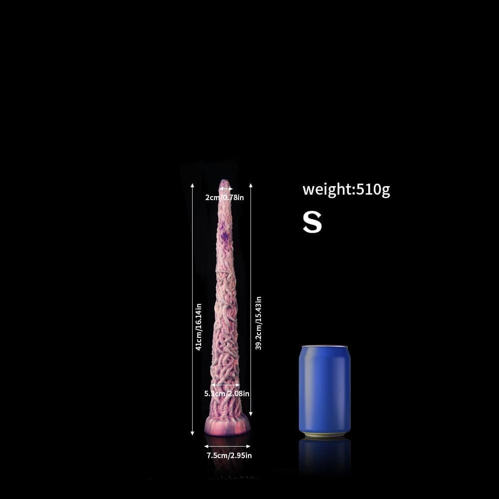 柔らかいピンク紫ツタ型ディルド