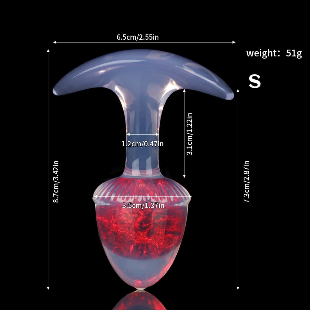 栗の形をしたクリスタルアナルプラグ 9色、3サイズ