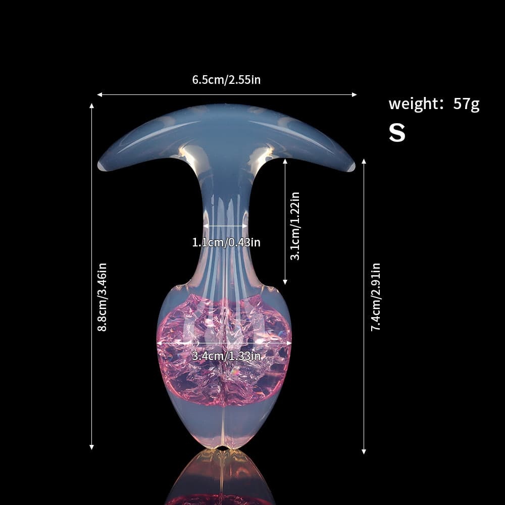 もやし型クリスタルアナルプラグ 9色、3サイズ