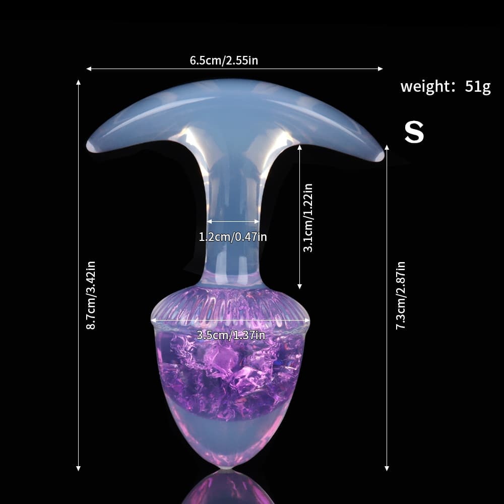 栗の形をしたクリスタルアナルプラグ 9色、3サイズ