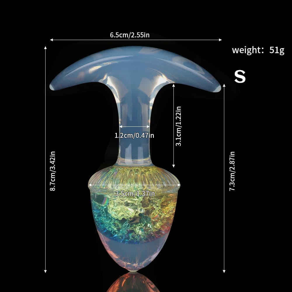 栗の形をしたクリスタルアナルプラグ 9色、3サイズ