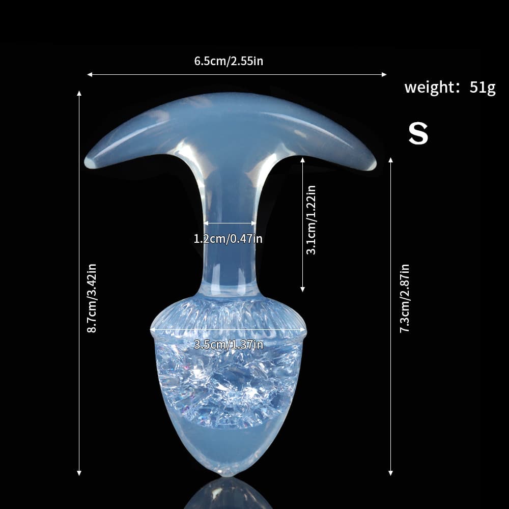栗の形をしたクリスタルアナルプラグ 9色、3サイズ