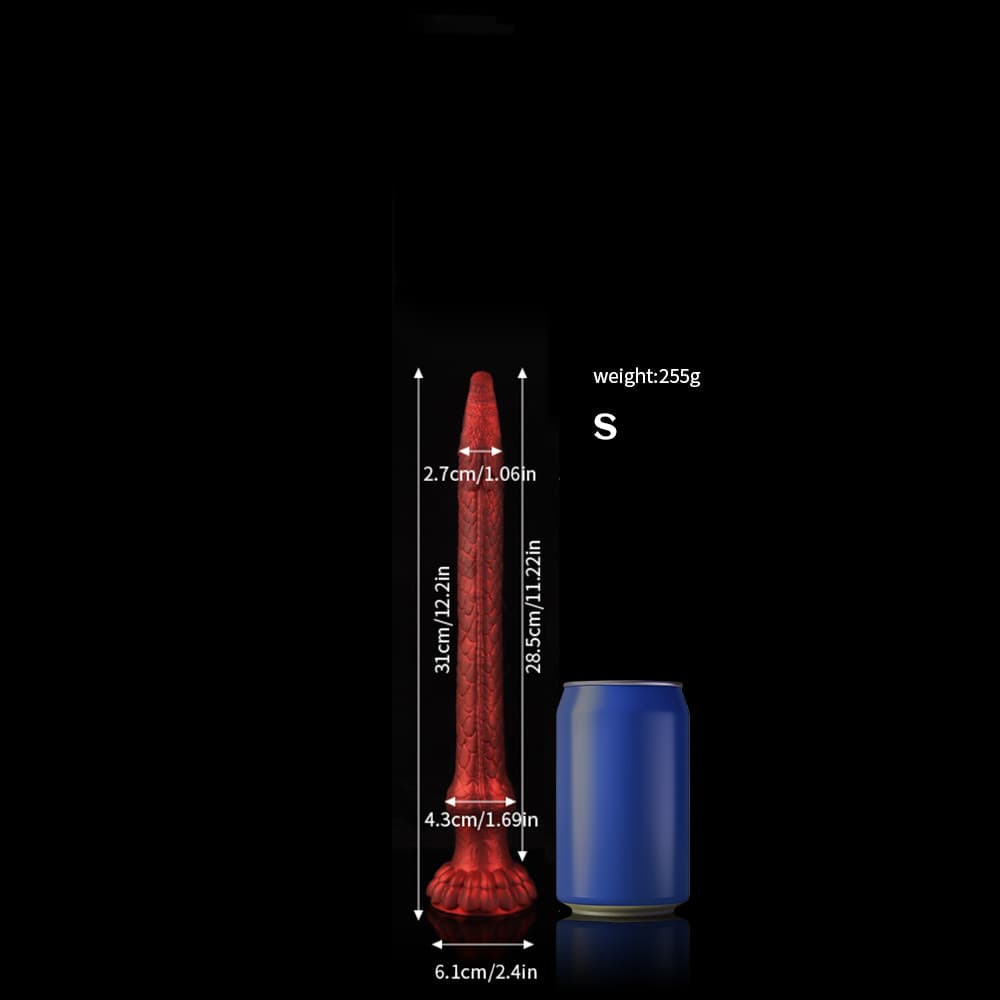 濃厚な赤色で彩られたウナギ型ディルド