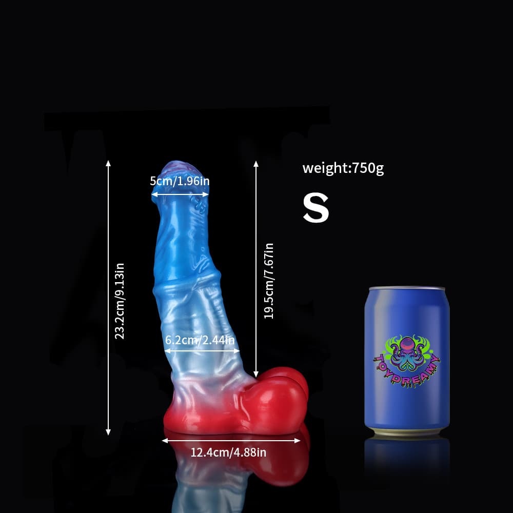 青と赤のグラデーションを持つ白駒風ディルド