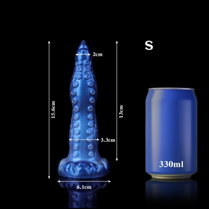 深みのあるブルーで彩られた小タコの触手型ディルド