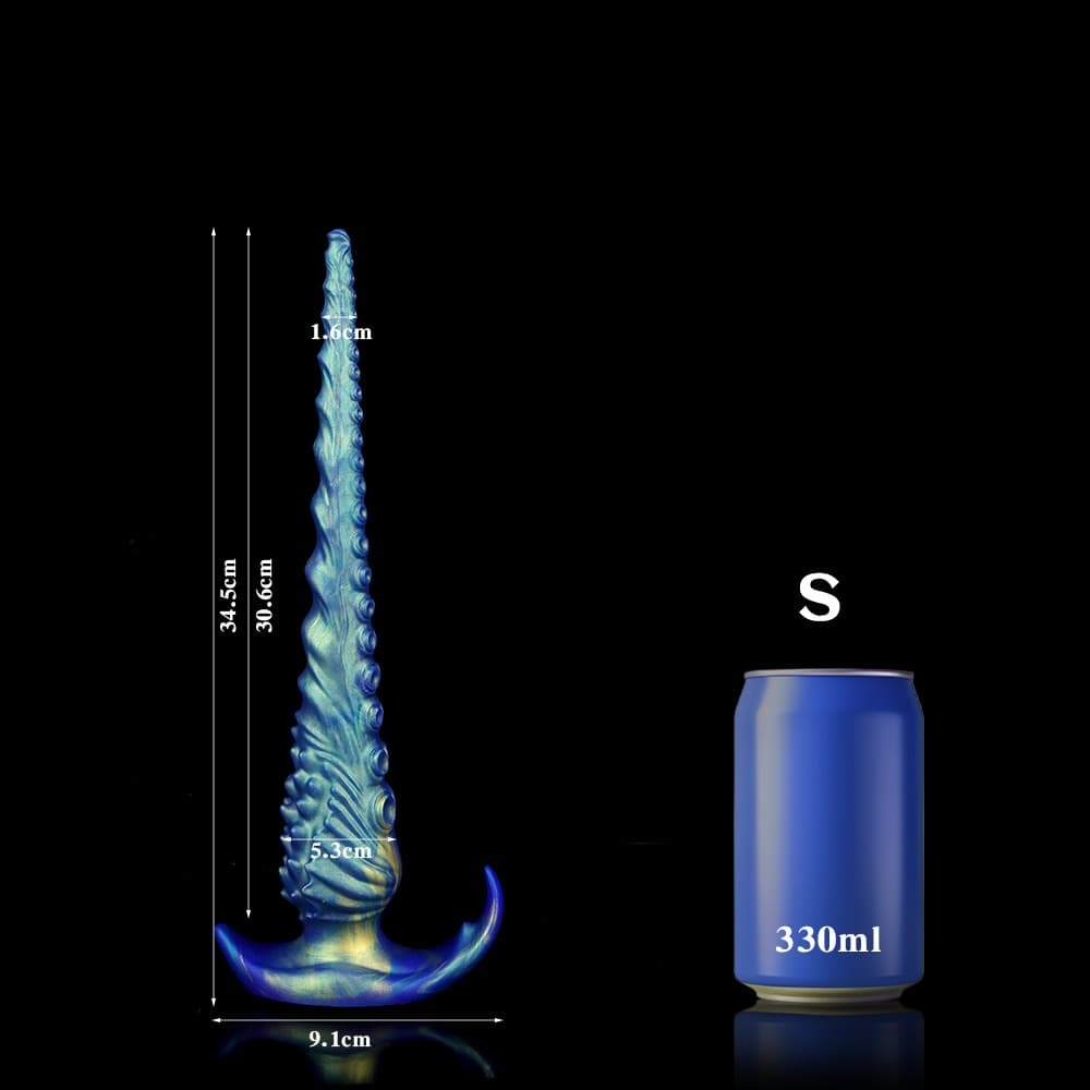 幻想的なブルーツィントで彩られた帆船蛸型ディルド