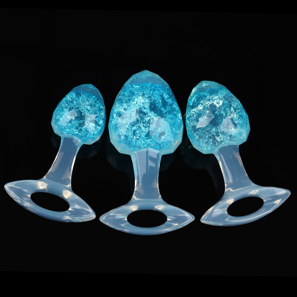 ダイヤモンド型クリスタルアナルプラグ 9色、3サイズ