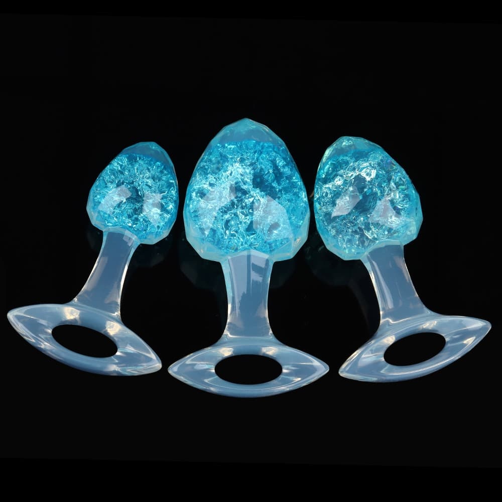 ダイヤモンド型クリスタルアナルプラグ 9色、3サイズ