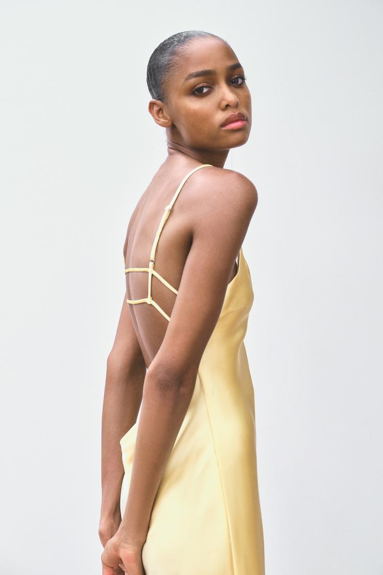 Satin Backless Midi Sling Dress