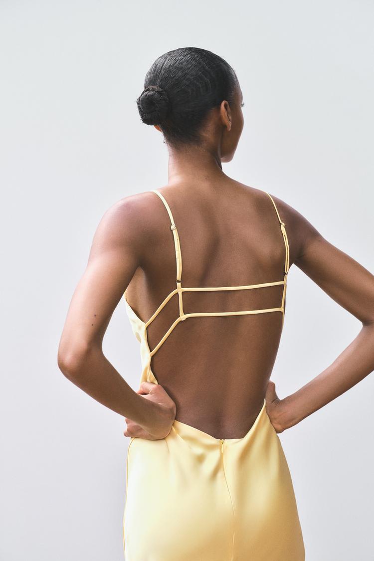 Satin Backless Midi Sling Dress