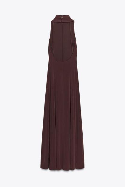 Open Back Maxi Dress，Sleeveless Turtleneck